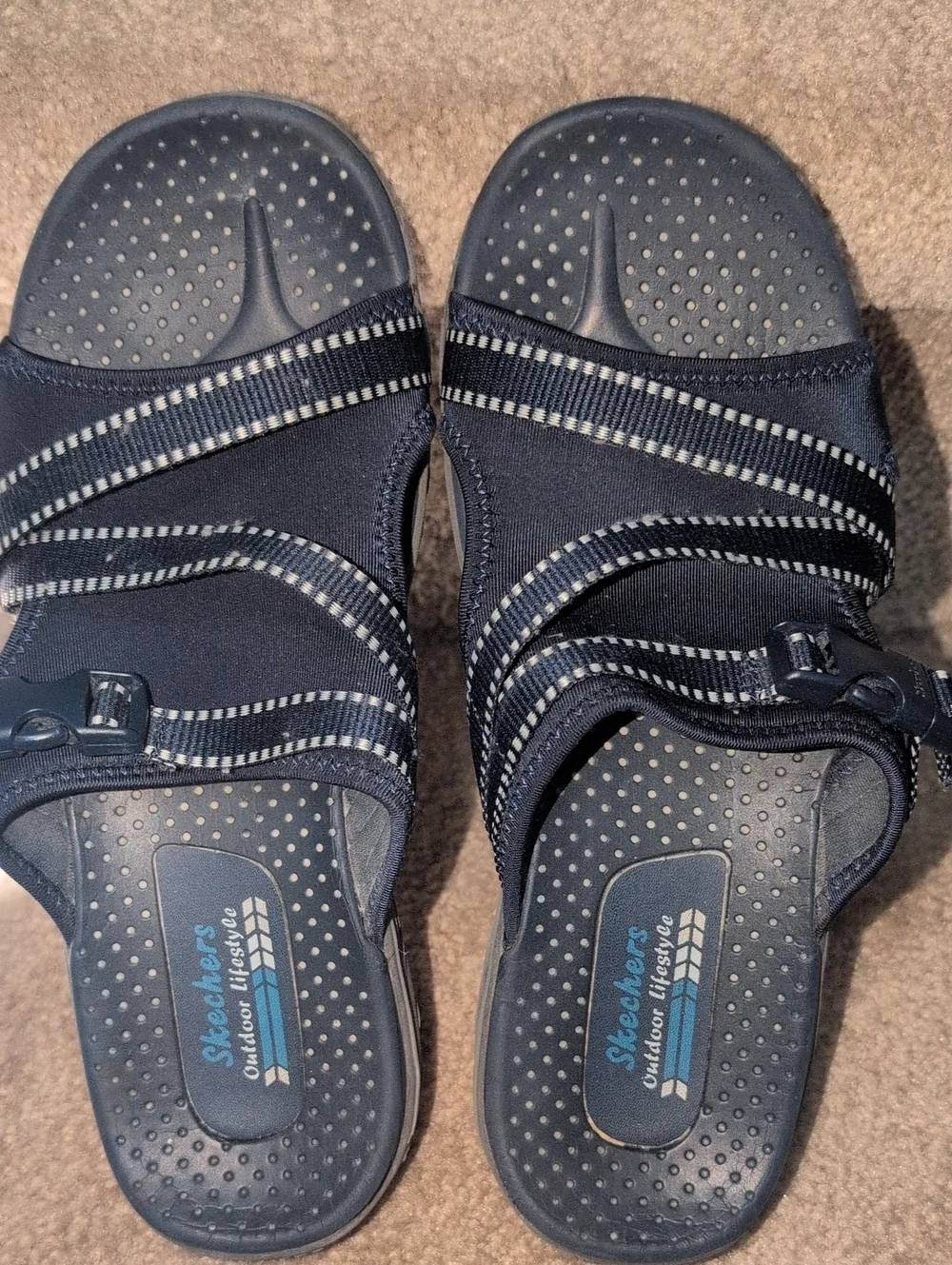 Skechers Navy Blue Slip-On Sport Sandals for Women